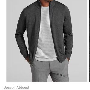 Joseph Abboud Grey Wool  Zip-Up Sweater